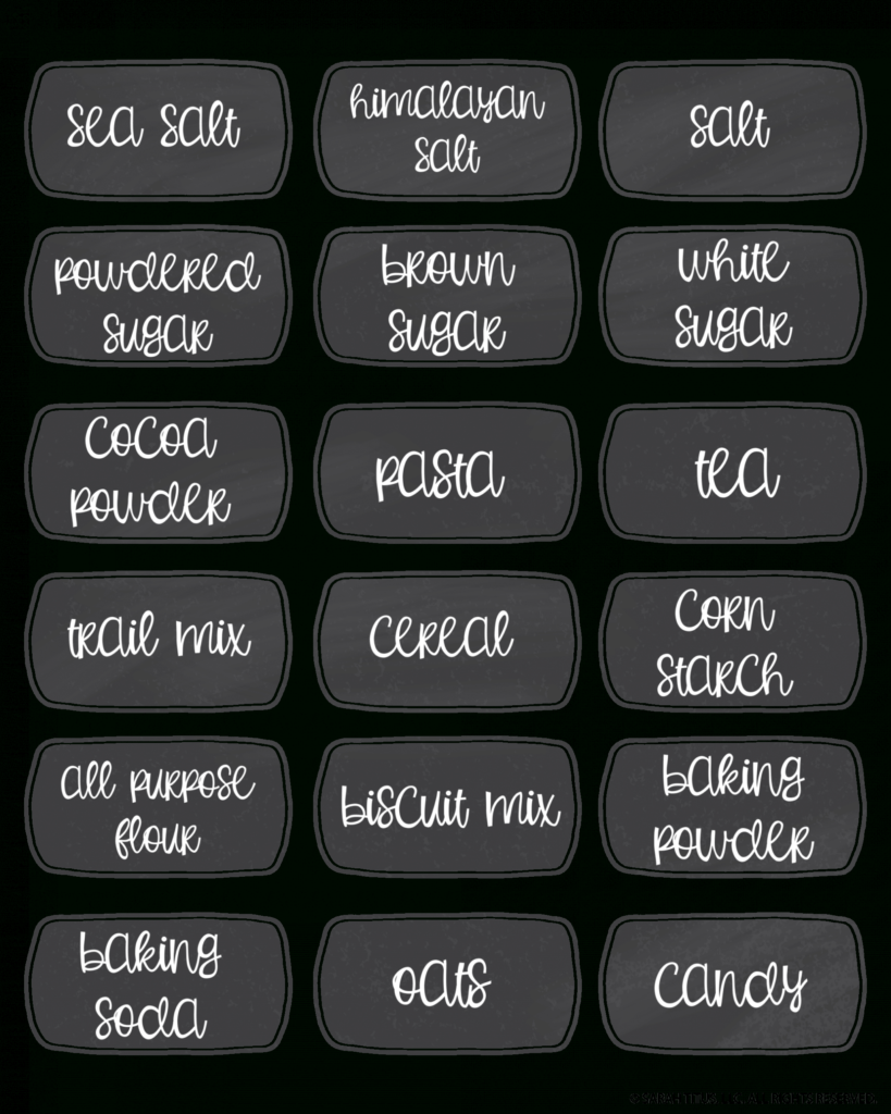 Free Printable Chalkboard Pantry Labels (+ Svg) - Sarah within Pantry Labels Template