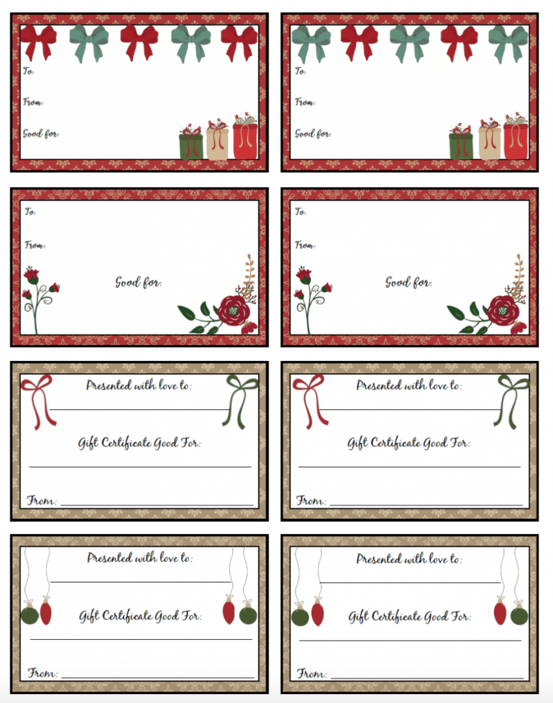 Free Printable Christmas Gift Certificates: 7 Designs, Pick within Free Christmas Gift Certificate Templates