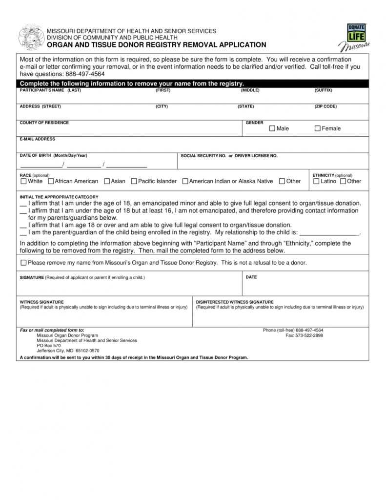 Free Refuse Organ Donation Forms In Pdf in Organ Donor Card Template