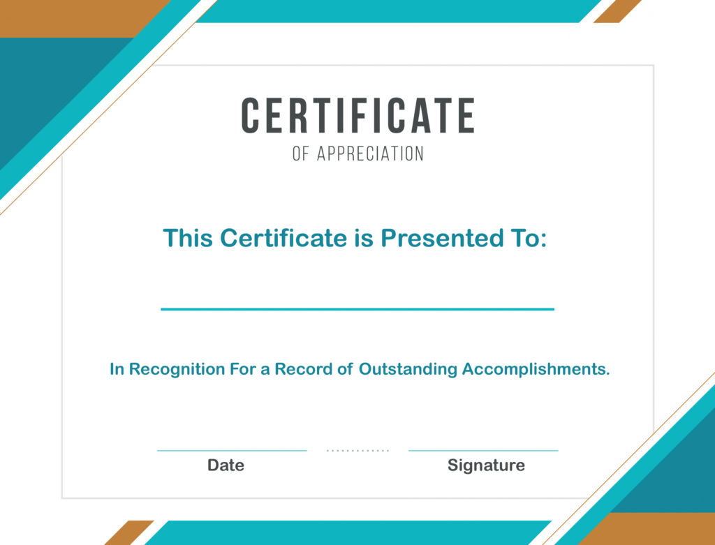 Free Sample Format Of Certificate Of Appreciation Template with Sample Certificate Of Recognition Template