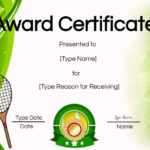 Free Tennis Certificates | Edit Online And Print At Home with Tennis Certificate Template Free