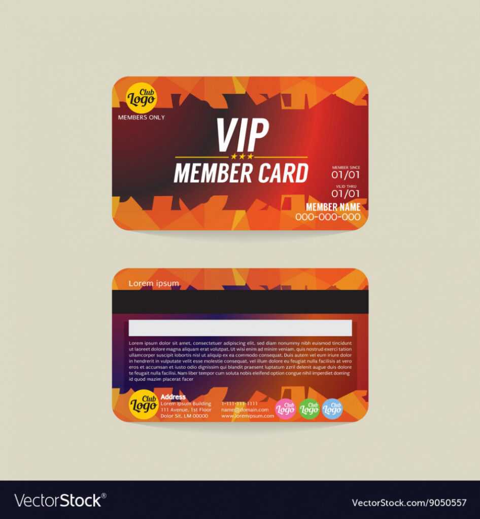 Front And Back Vip Member Card Template Royalty Free Vector regarding Membership Card Template Free