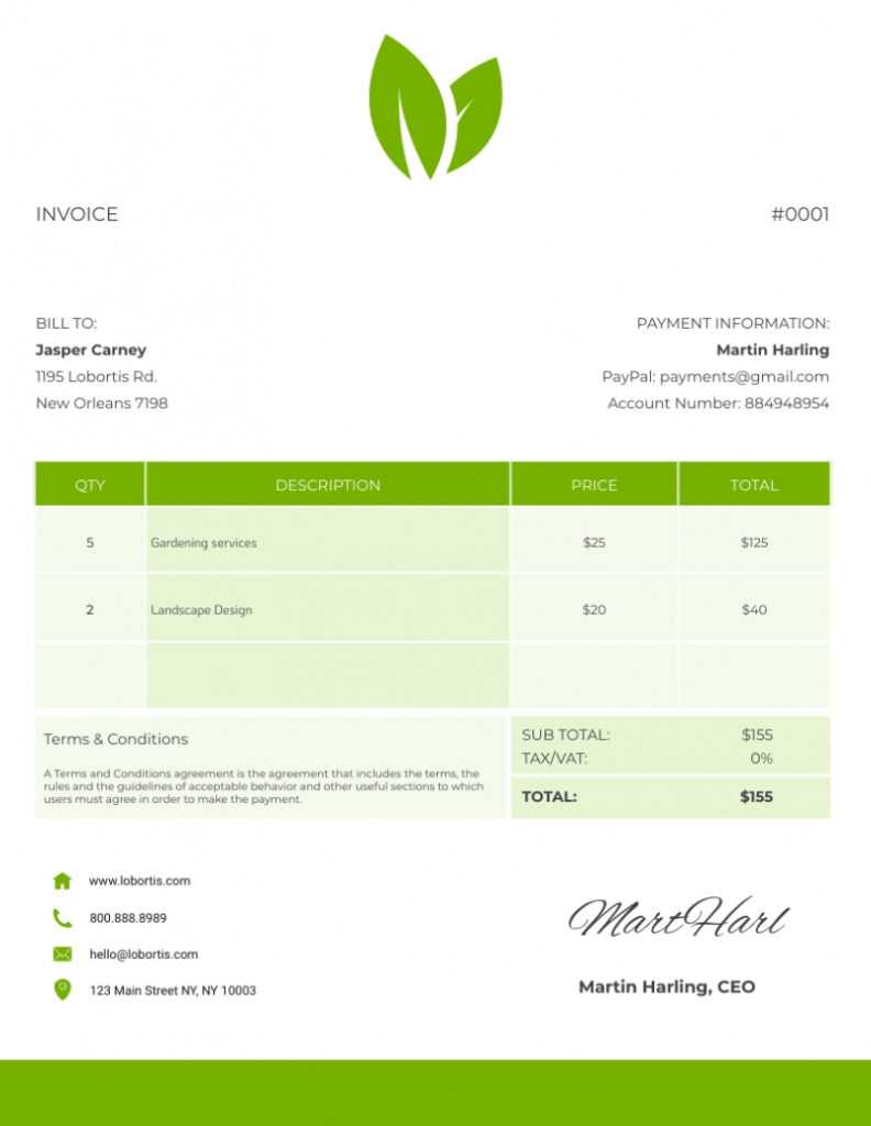Gardening - Invoice Template | Visme pertaining to Gardening Invoice Template