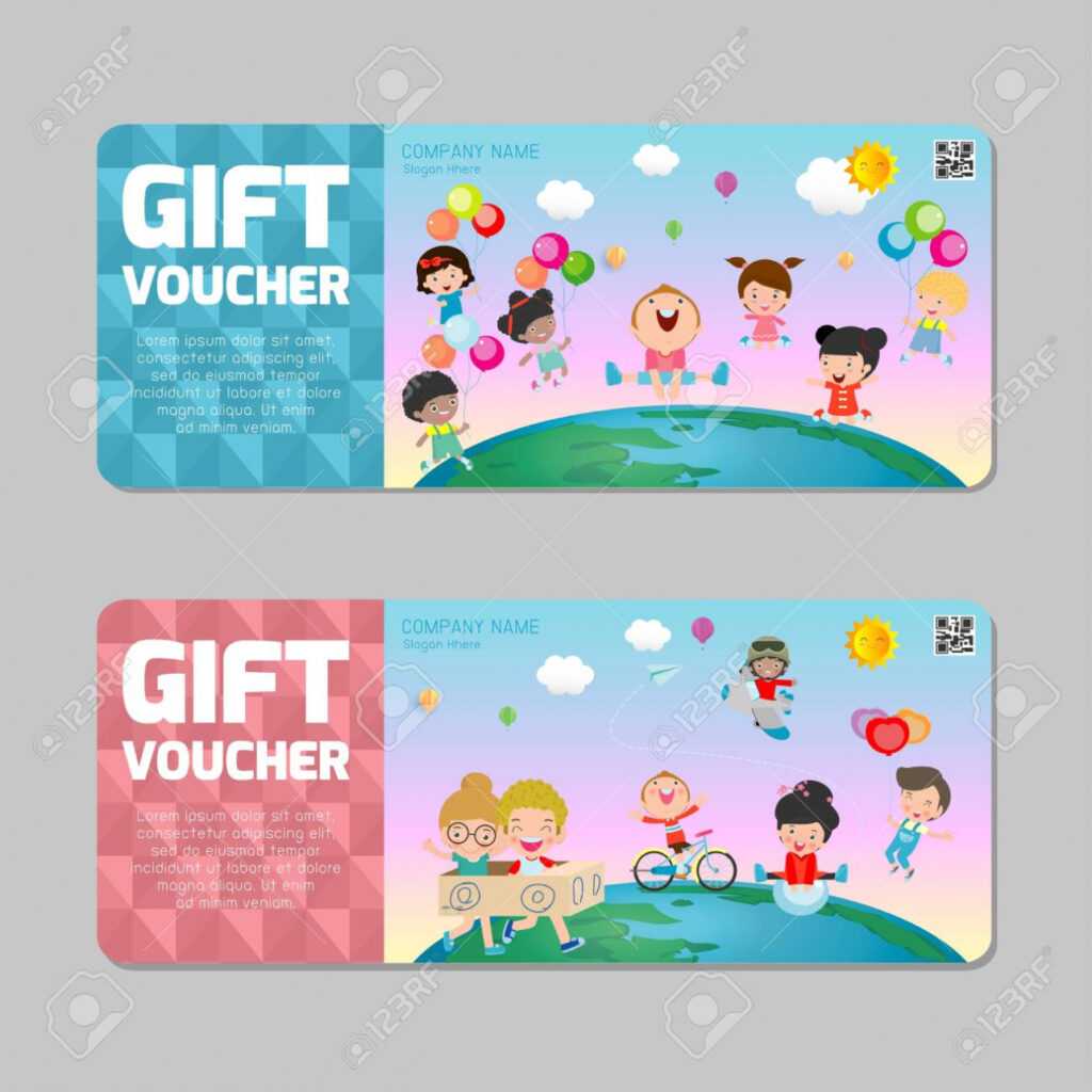 Gift Voucher Template With Colorful Pattern,Cute Gift Voucher.. in Kids Gift Certificate Template