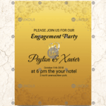 Golden Wedding Engagement Party Invitation Card Template with Engagement Invitation Card Template