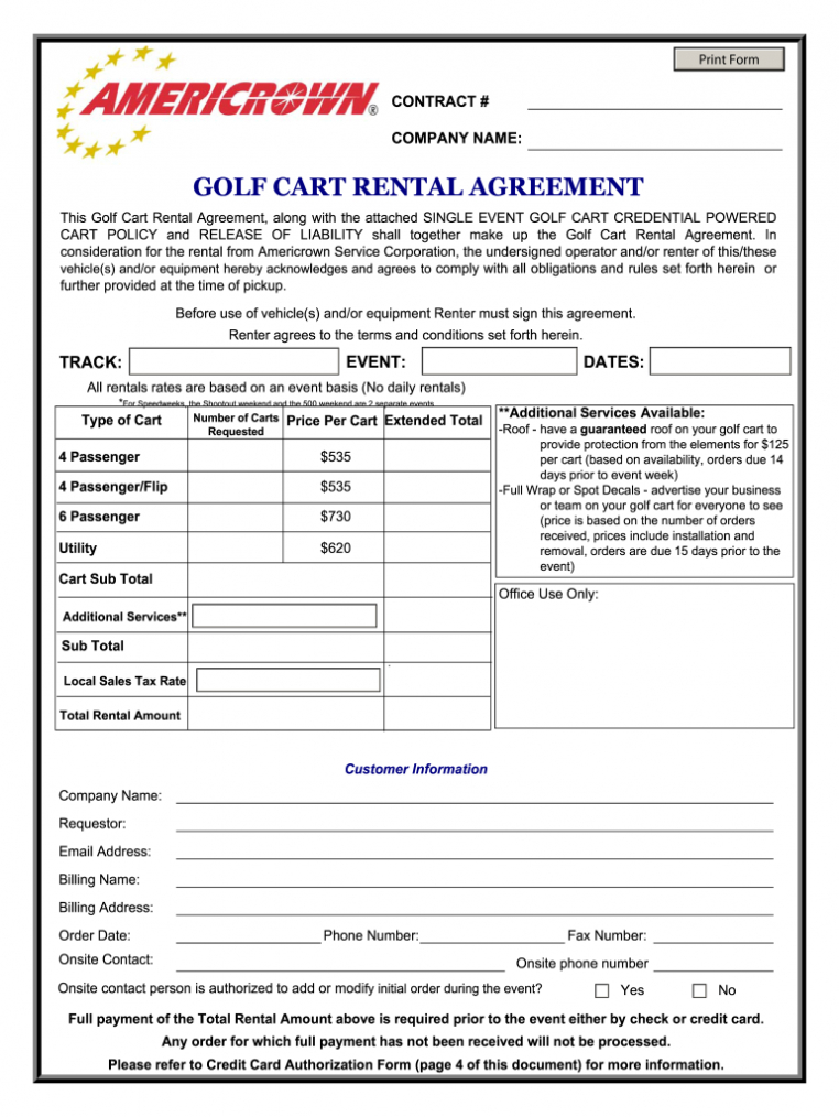 Golf Cart Rental Agreement - Fill Out And Sign Printable Pdf Template |  Signnow pertaining to Golf Cart Rental Agreement Template