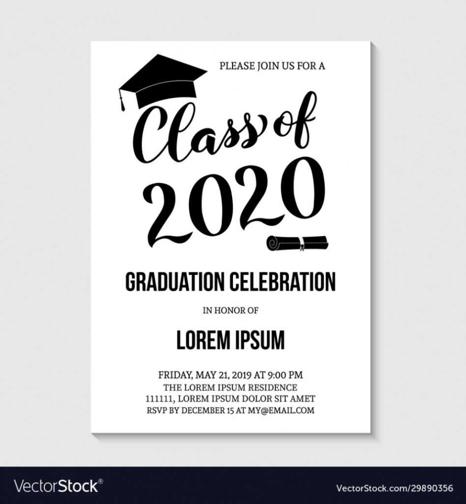 Graduation Party Invitation Card Template Black Vector Image with regard to Graduation Party Flyer Template