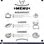 Hand Drawn Menu For Cafe With Breakfast, Lunch, Dinner in Breakfast Lunch Dinner Menu Template