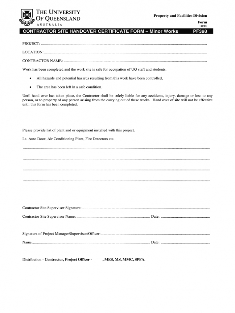 Handing And Taking Over Format - Fill Online, Printable pertaining to Handover Certificate Template