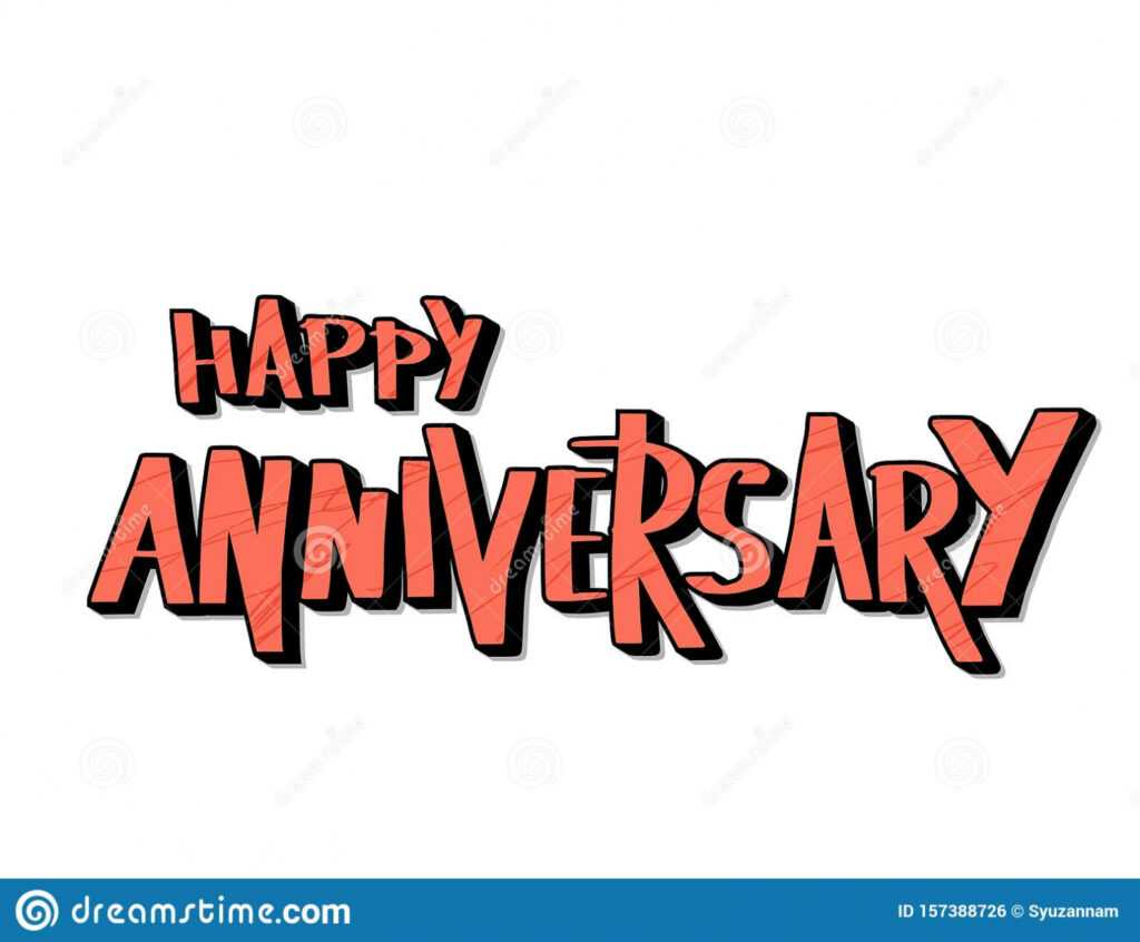 Happy Anniversary Text. Vector Word With Decor Stock Vector in Anniversary Card Template Word