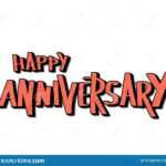 Happy Anniversary Text. Vector Word With Decor Stock Vector with regard to Word Anniversary Card Template