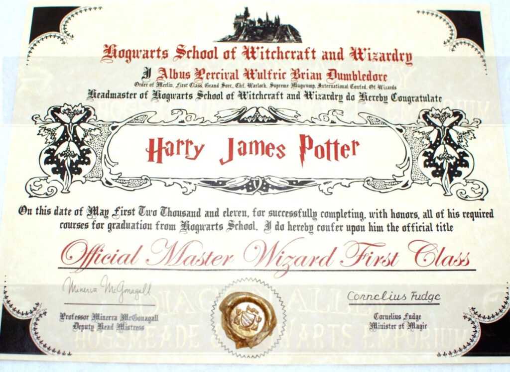 Harry Potter Certificate Template - Lewisburg District Umc with regard to Harry Potter Certificate Template