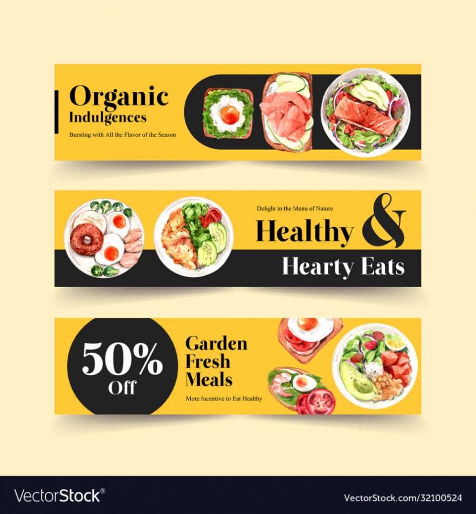 Healthy Food Banner Template Design Royalty Free Vector pertaining to Food Banner Template