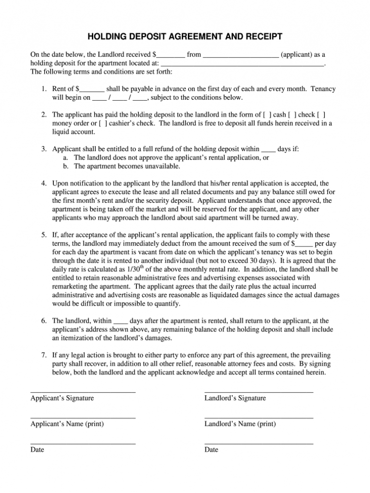 Holding Deposit Agreement Form - Fill Out And Sign Printable Pdf Template |  Signnow intended for Holding Deposit Agreement Template