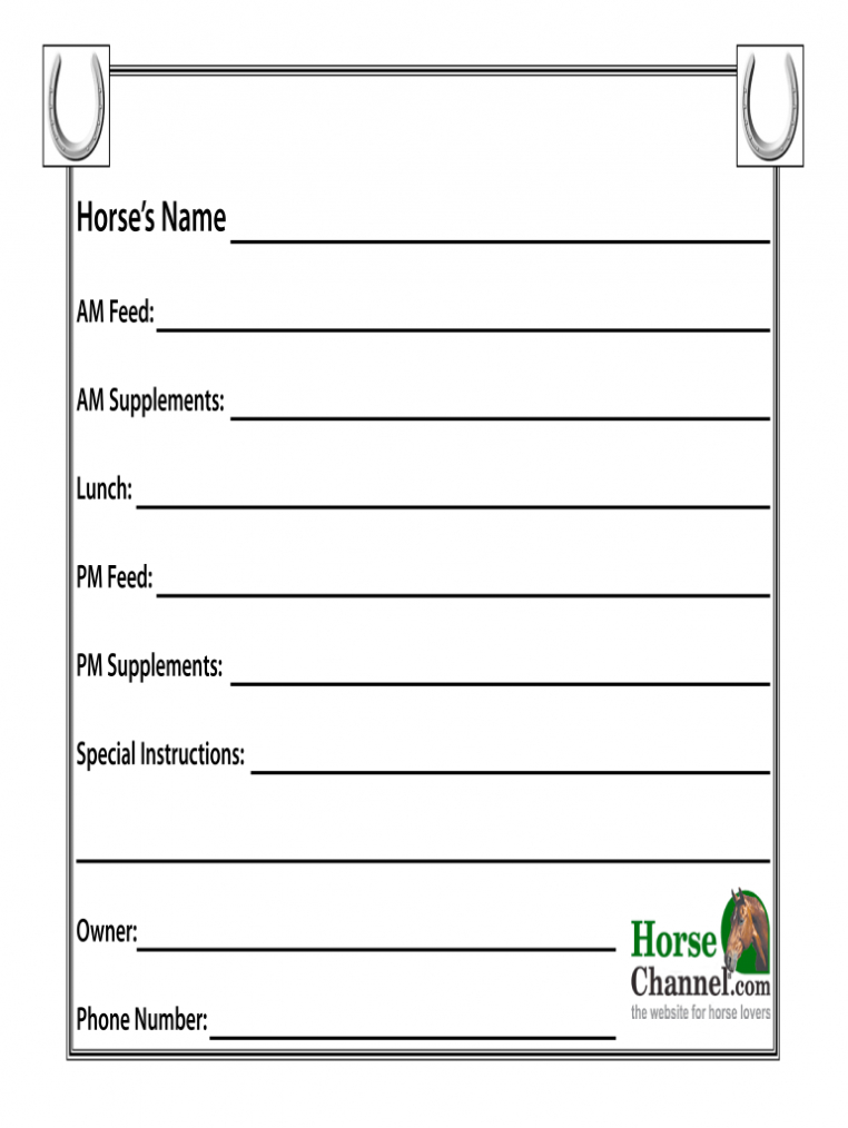 Horse Stall Card Template - Fill Online, Printable, Fillable for Horse Stall Card Template