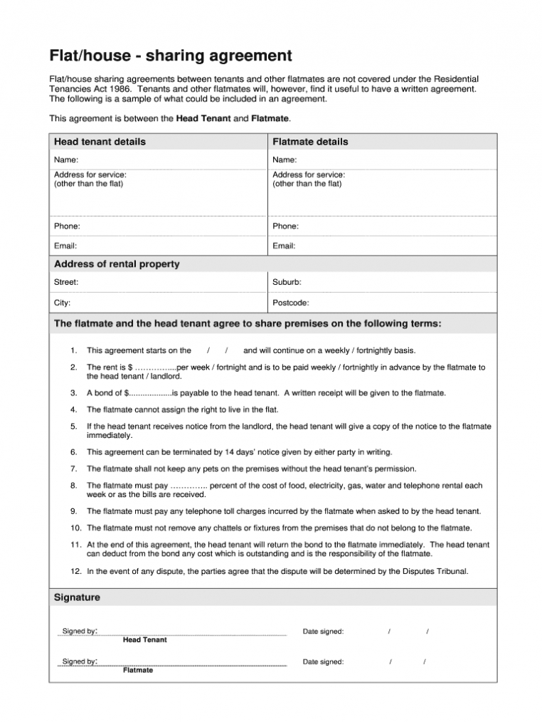 House Sharing Agreement - Fill Out And Sign Printable Pdf Template | Signnow inside House Share Tenancy Agreement Template