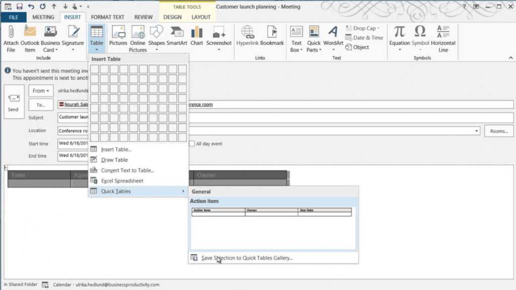 How To Create An Agenda Template inside Outlook Meeting Template