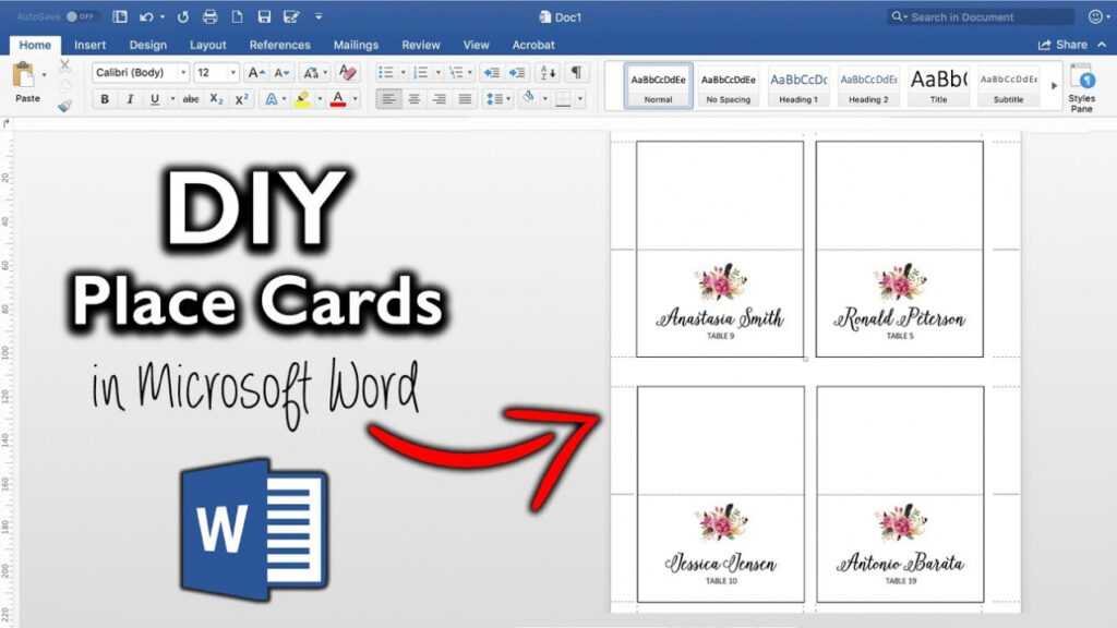 How To Make Place Cards In Microsoft Word | Diy Table Cards With Template inside Microsoft Word Place Card Template
