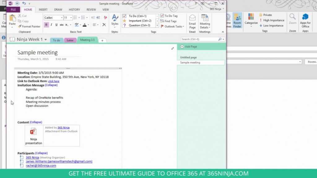 How To Take Awesome Meeting Notes With Onenote 2013/2016 in Onenote Meeting Template
