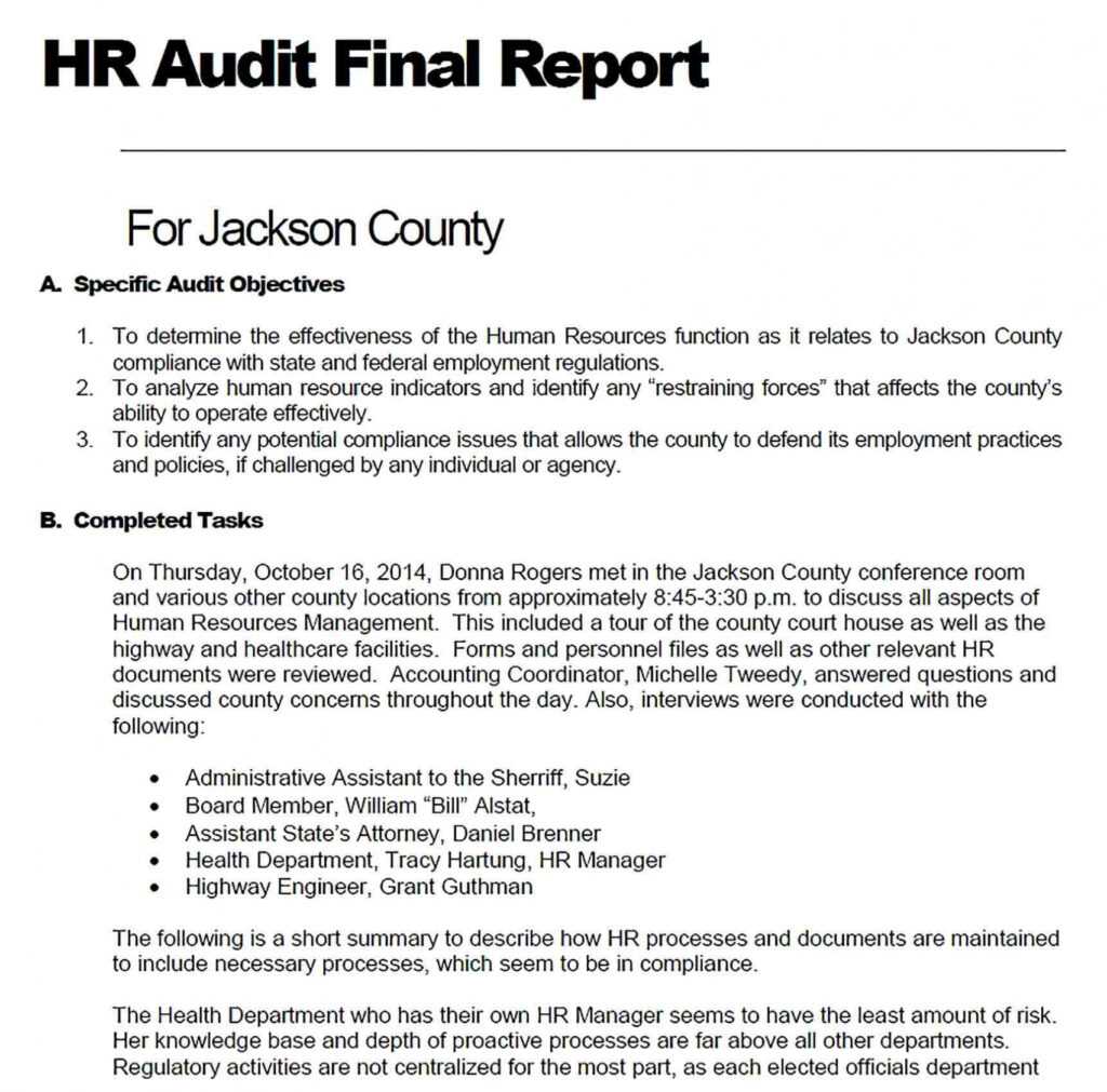 Hr Audit Report Template | intended for Sample Hr Audit Report Template