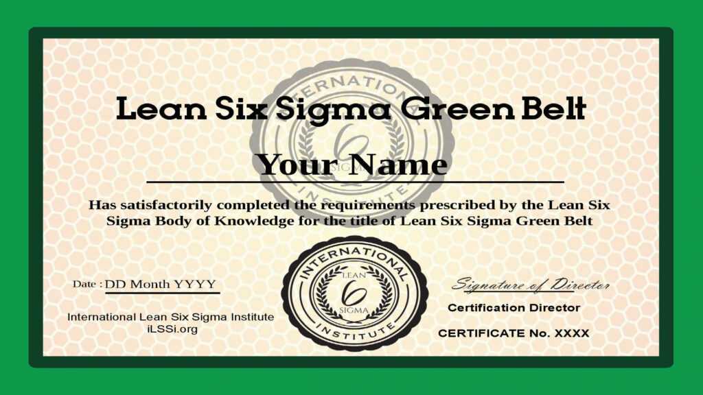 Ilssi-Green-Belt-Oct-2019-Template – International Lean Six throughout Green Belt Certificate Template