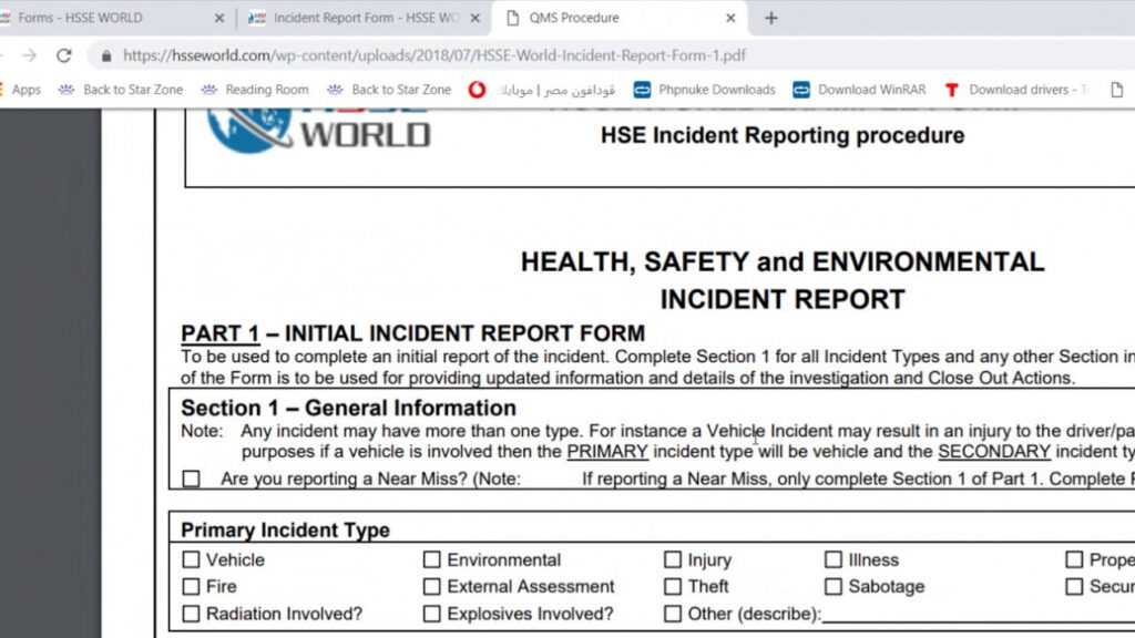 Incident Report Form - Hsse World throughout Health And Safety Incident Report Form Template