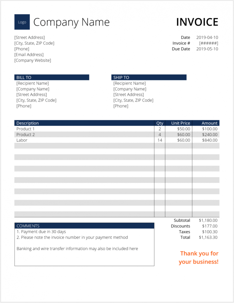 Invoice Template (Word) - Download Free Word Template for Sample Invoice Template Word