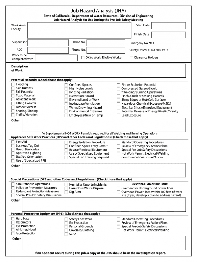 Jha Form - Fill Out And Sign Printable Pdf Template | Signnow with Safety Analysis Report Template