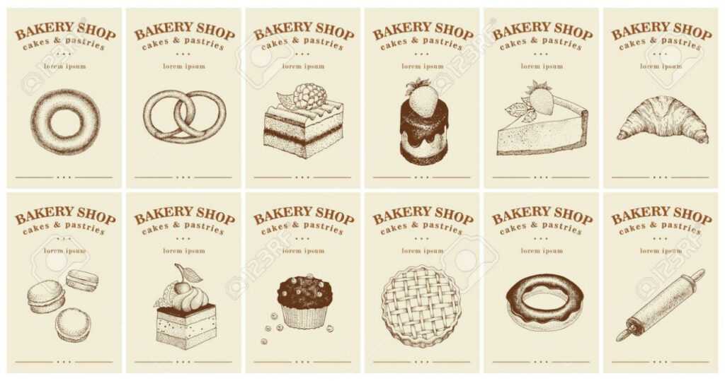 Labels With Pastries And Desserts. Set Templates Price Tags For.. within Dessert Labels Template
