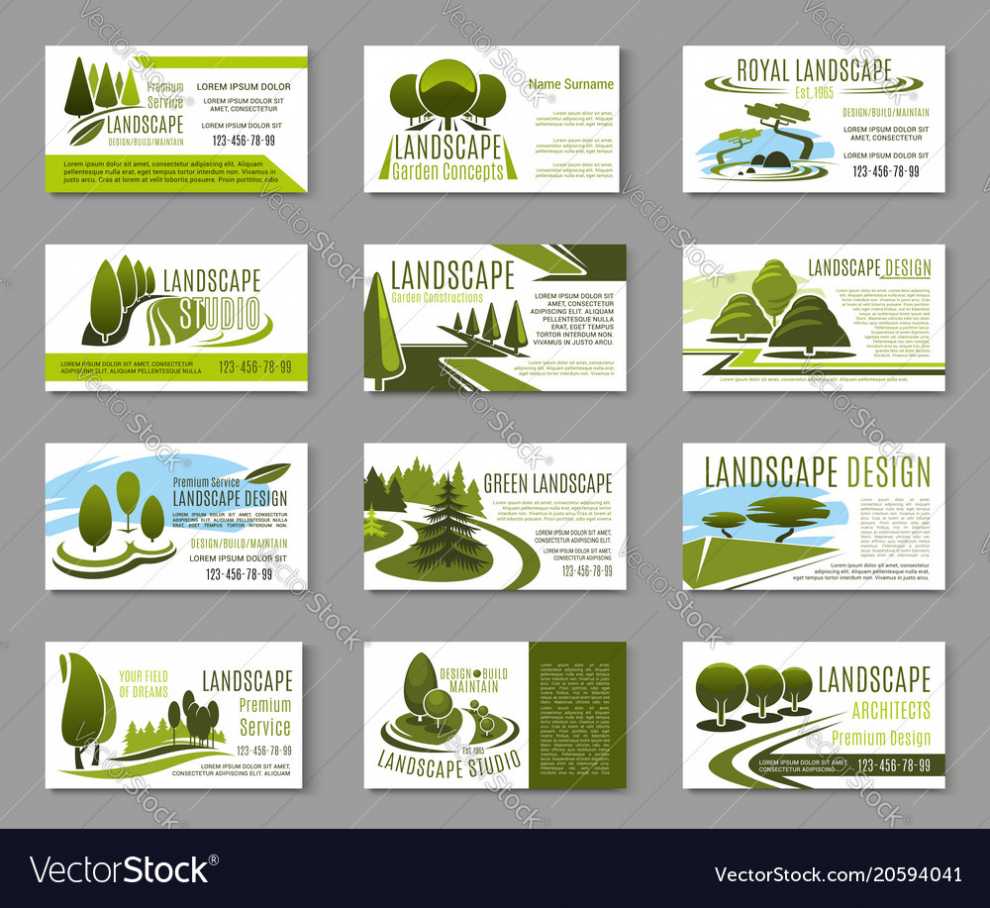 Landscape Design Studio Business Card Template Vector Image inside Landscaping Business Card Template