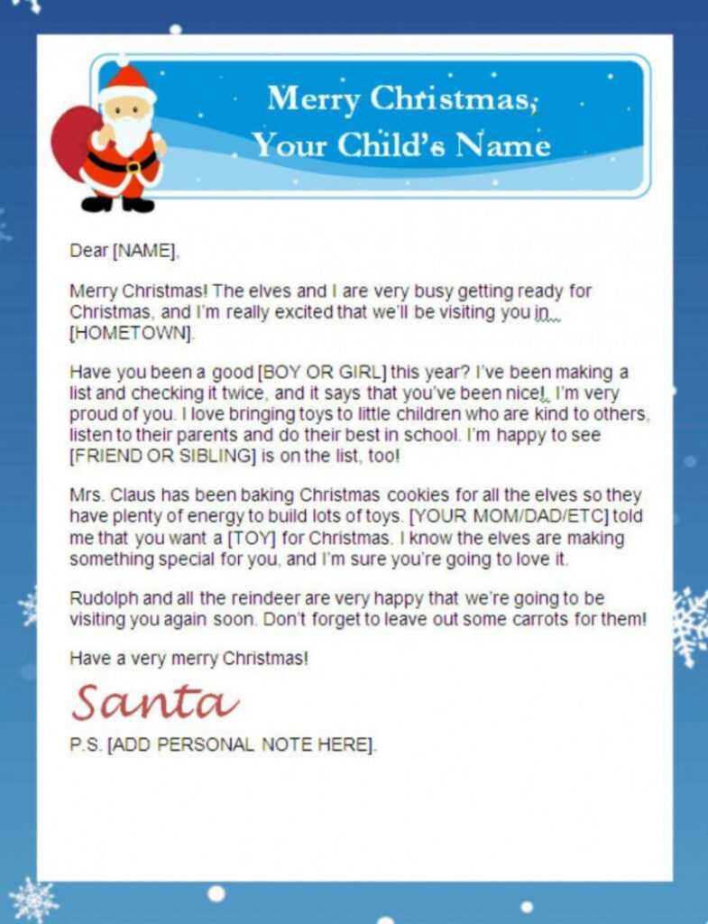 Letter From Santa Template ~ Addictionary intended for Letter From Santa Template Word