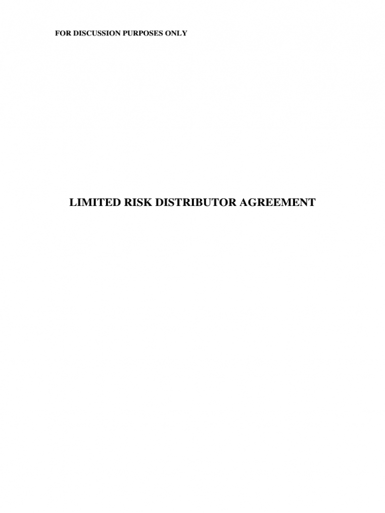 Limited Risk Distributor - Fill Online, Printable, Fillable within Limited Risk Distributor Agreement Template