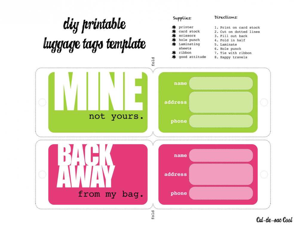 Luggage Tag Template Word ~ Addictionary within Luggage Tag Template Word