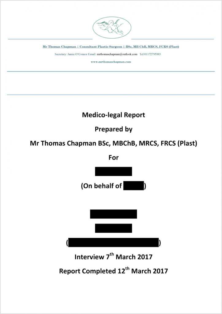 Medicolegal Reporting - Mr Thomas Chapman in Medical Legal Report Template
