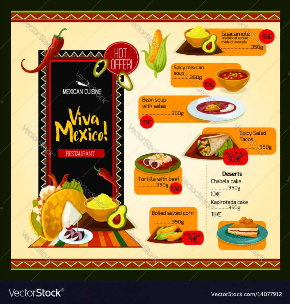 Mexican Menu Template For Restaurant Royalty Free Vector throughout Mexican Menu Template Free Download