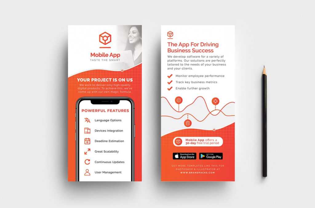 Mobile App Dl Card Template V2 - Psd, Ai, Vector - Brandpacks with Dl Card Template