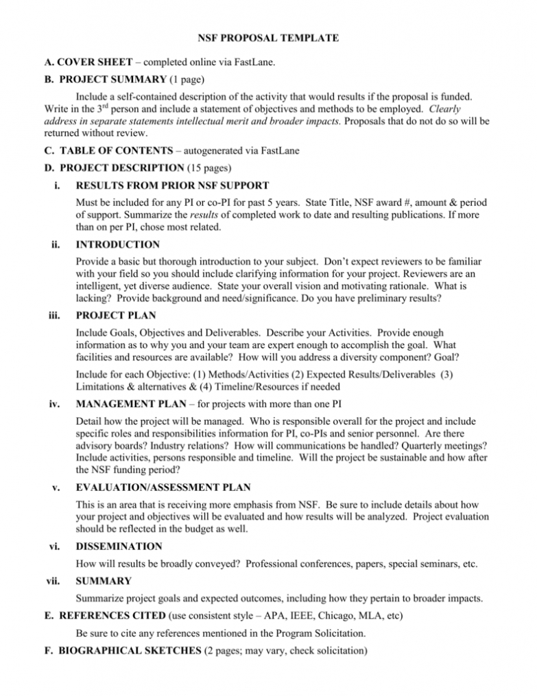 Nsf Proposal Template with Nsf Proposal Template