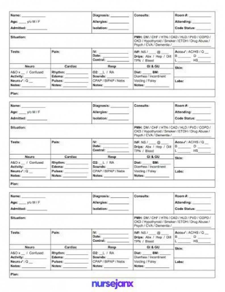 Nursing Shift Report Template ~ Addictionary inside Nurse Shift Report Sheet Template