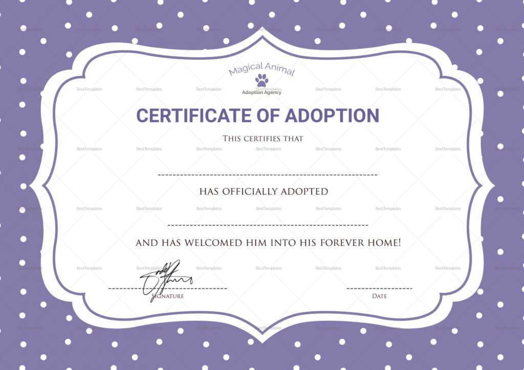 Official Adoption Certificate Design Template In Psd, Word inside Adoption Certificate Template