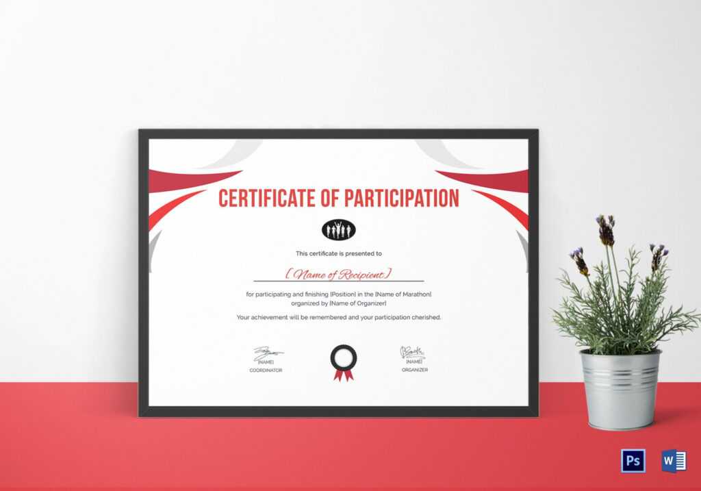 Participation Certificate For Running Template In Psd, Word intended for Running Certificates Templates Free