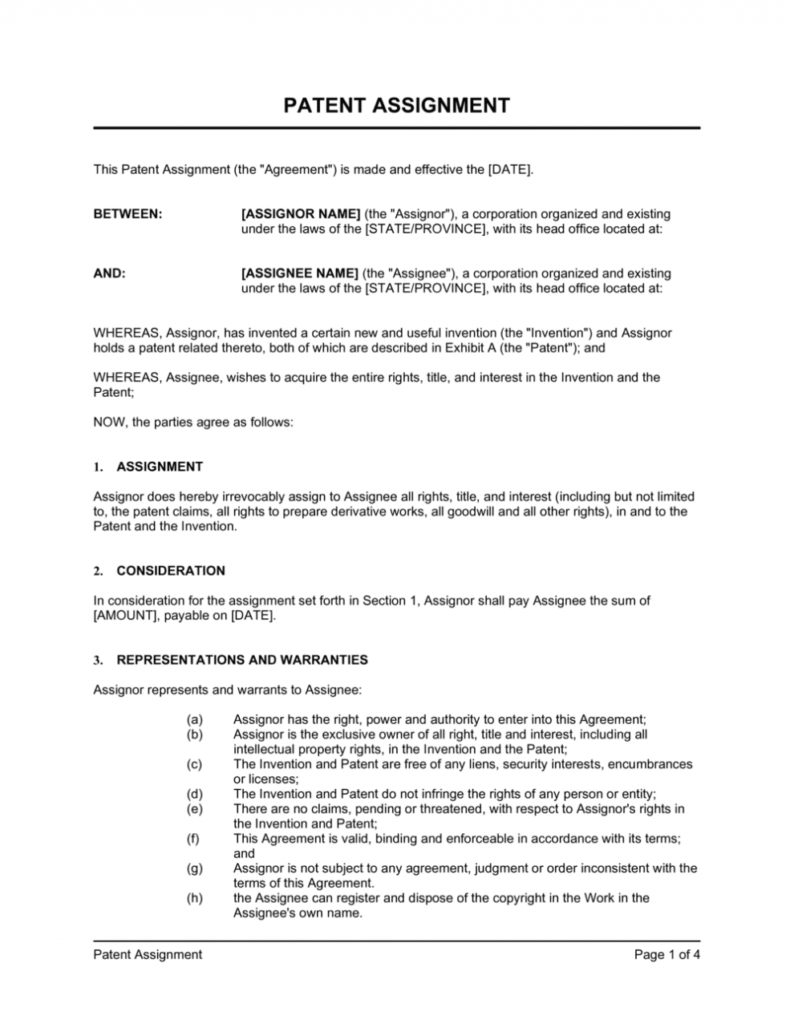 Patent Assignment Template | By Business-In-A-Box™ intended for Invention Assignment Agreement Template