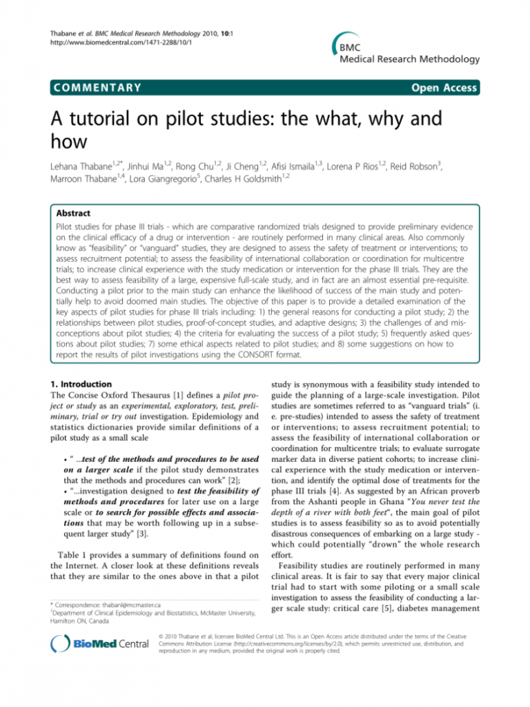 Pdf) A Tutorial On Pilot Studies: The What, Why And How pertaining to Pilot Test Agreement Template