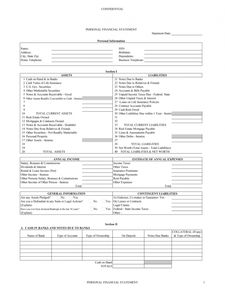 Personal Financial Statement Form - Fill Online, Printable pertaining to Blank Personal Financial Statement Template