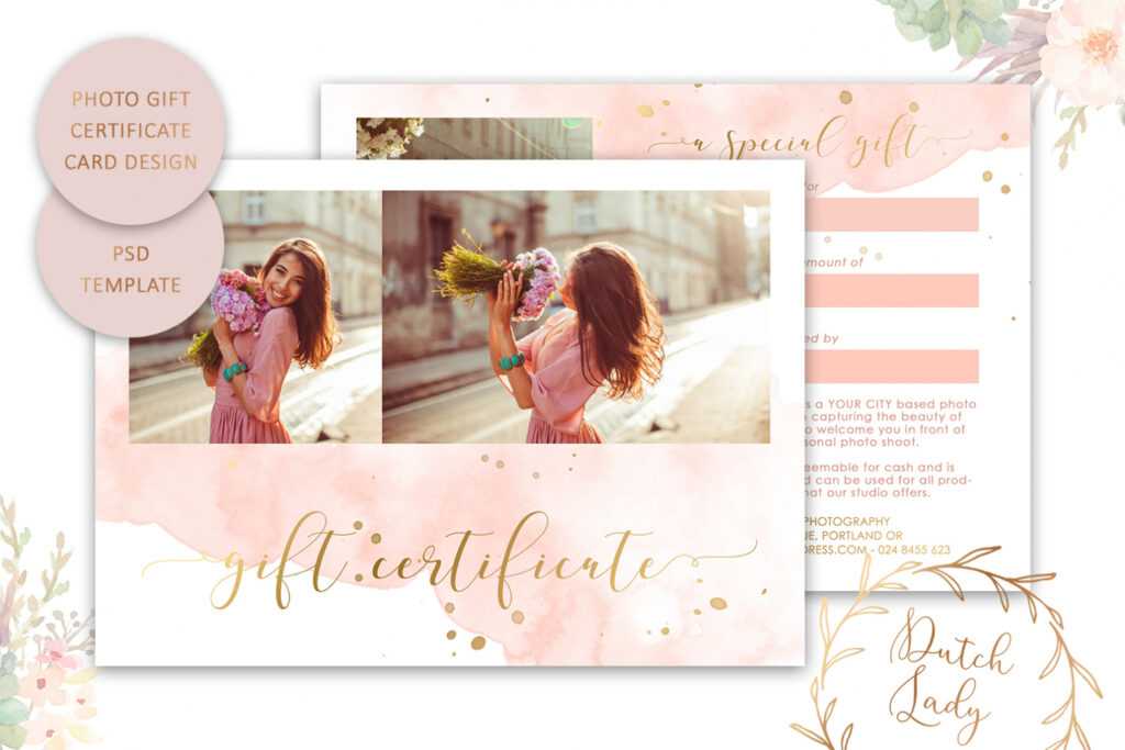 Photography Gift Certificate Card – Adobe Photoshop .Psd Template #43 with regard to Photoshoot Gift Certificate Template