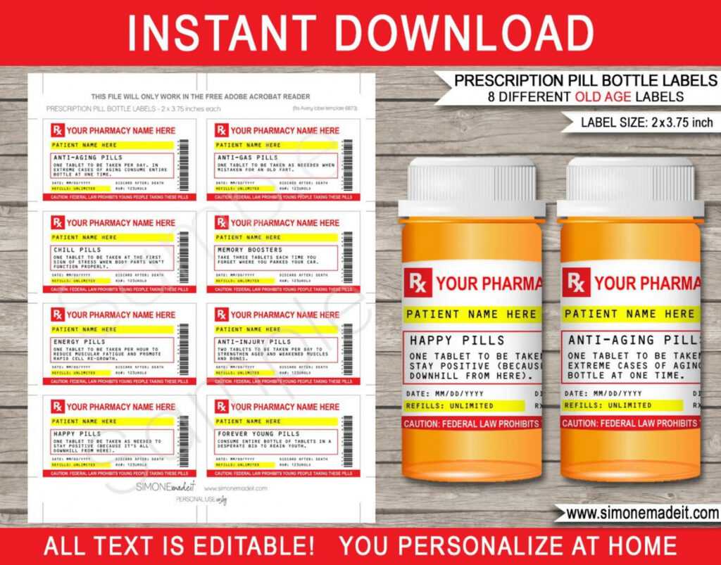 Pill Bottle Label Templates ~ Addictionary with regard to Pill Bottle Label Template