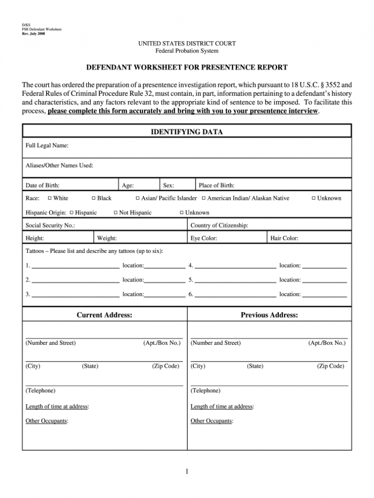 Presentence - Fill Out And Sign Printable Pdf Template | Signnow in Presentence Investigation Report Template