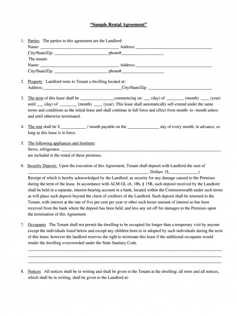 Printable Lease Agreement - Fill Online, Printable, Fillable with regard to Free Printable Residential Lease Agreement Template