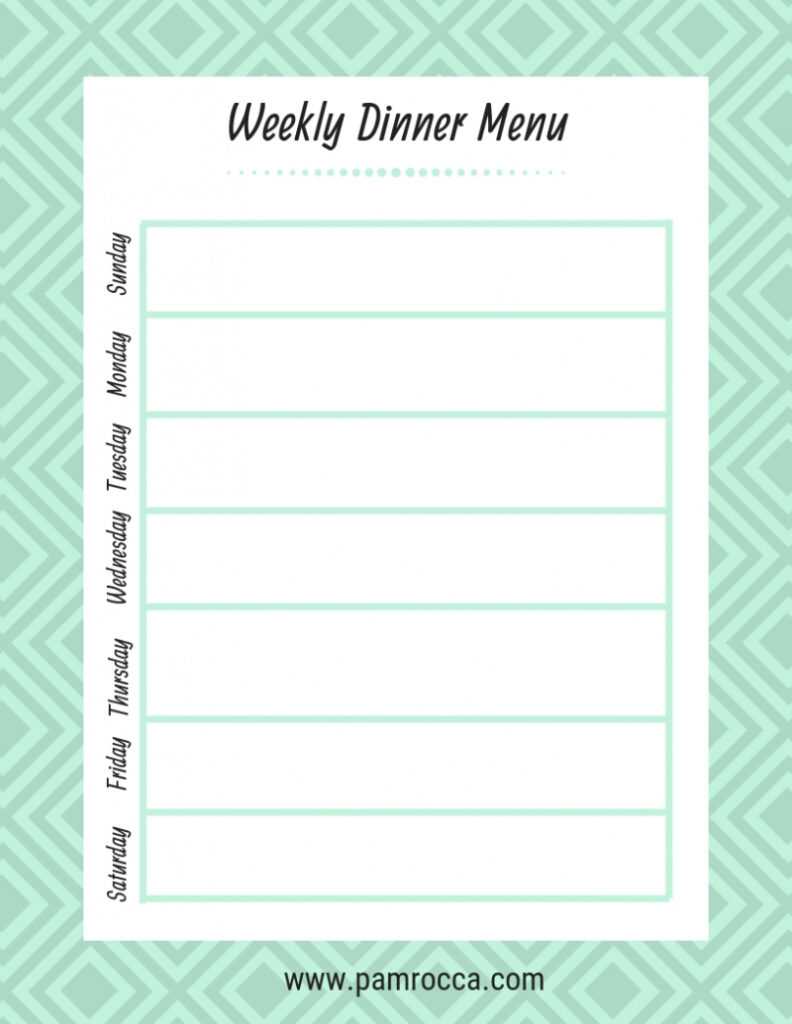 Printable Meal Planning Templates — Pam Rocca pertaining to Free Printable Dinner Menu Template