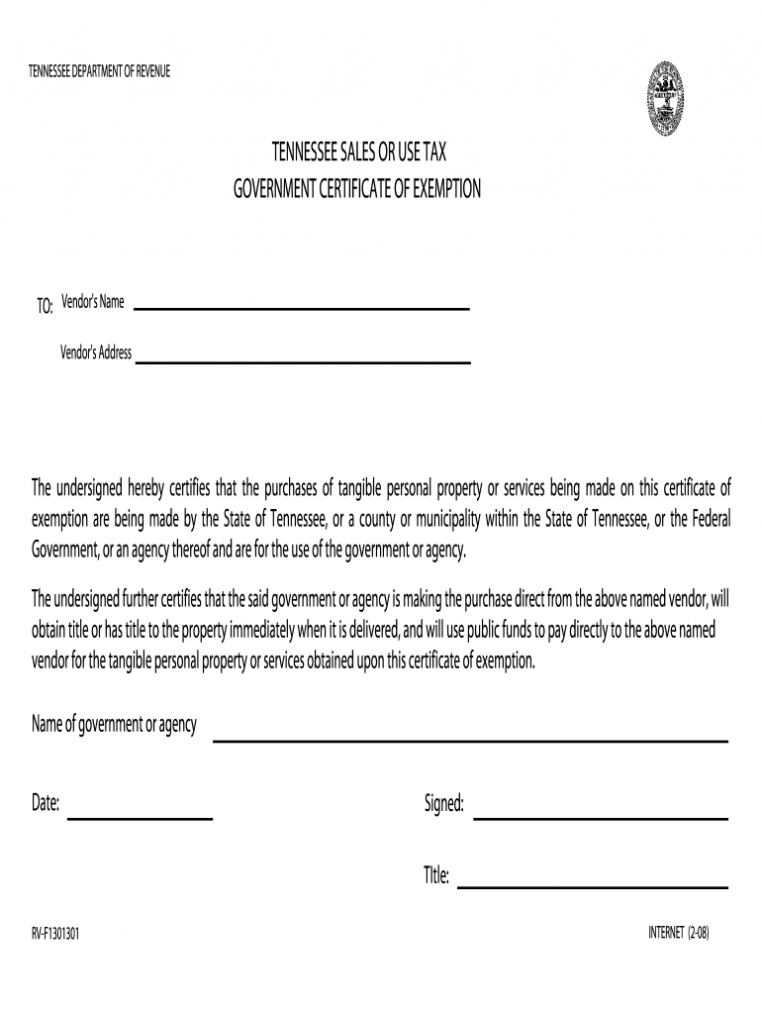 Printable Tennessee Sales Tax Exemption Certificate - Fill Out And Sign  Printable Pdf Template | Signnow throughout Resale Certificate Request Letter Template