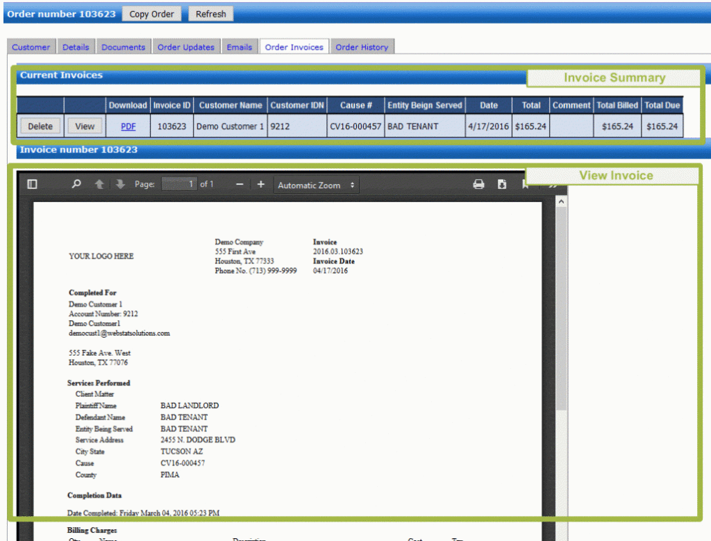 Process Server Software - Automatic Invoicing regarding Process Server Invoice Template